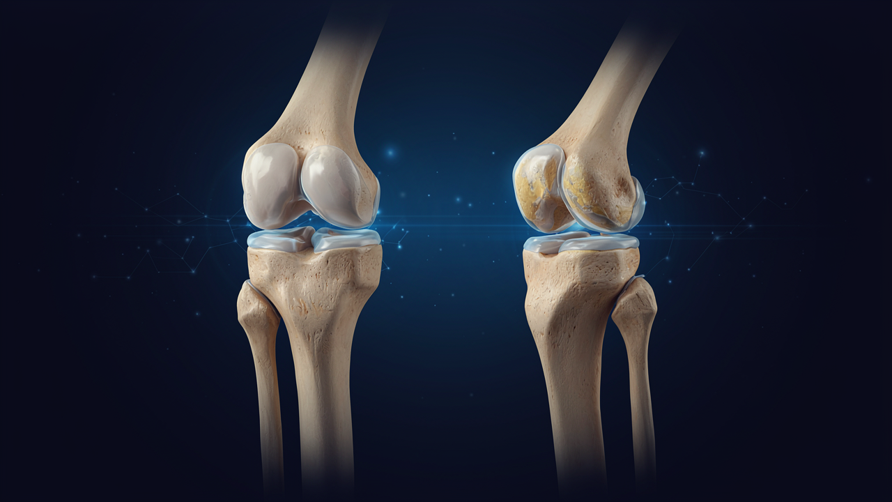 Healthy and osteoarthritic knee comparison